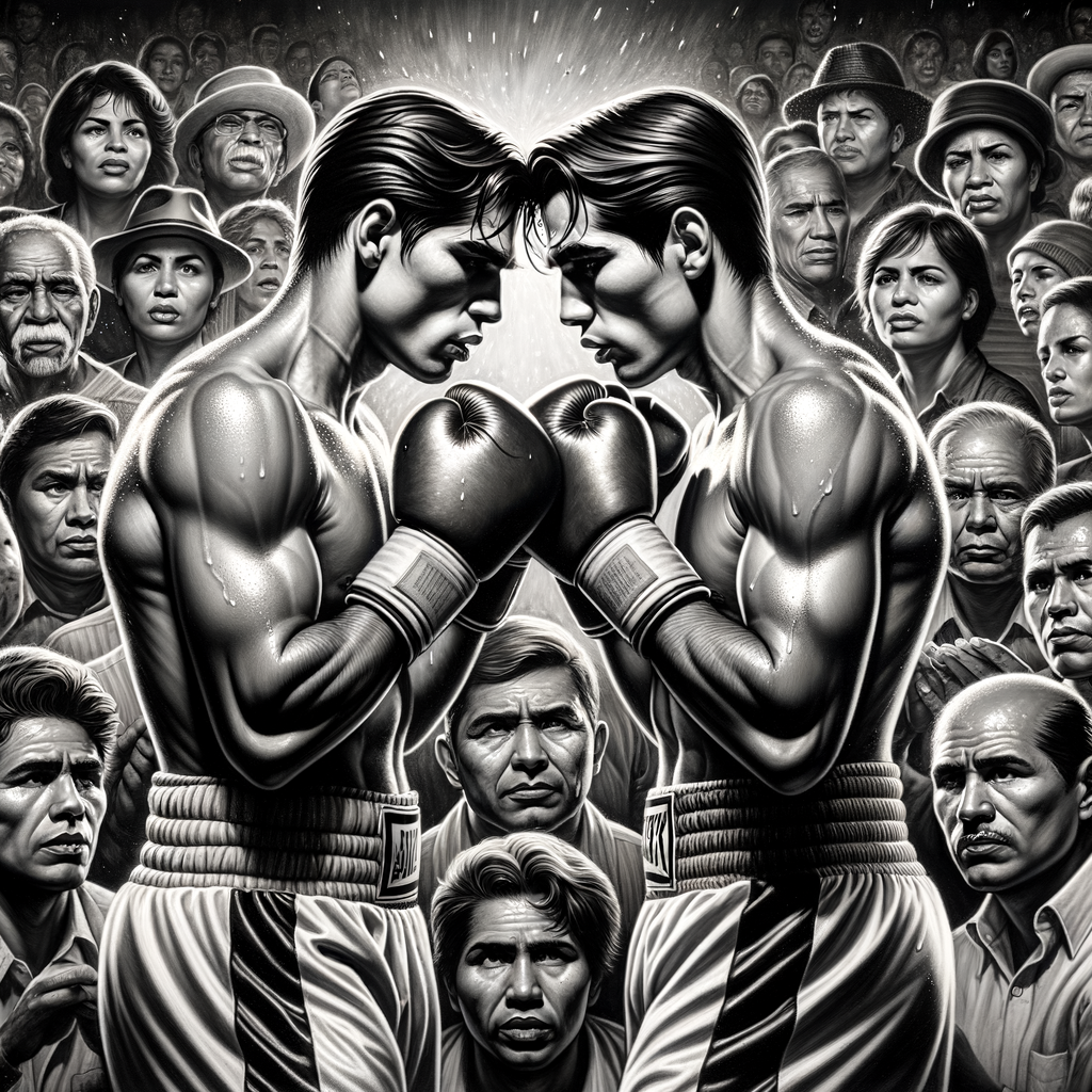 Famous boxing siblings in a dynamic black and white image, illustrating the legacy of boxing families, sibling rivalries, and collaborations in boxing history.