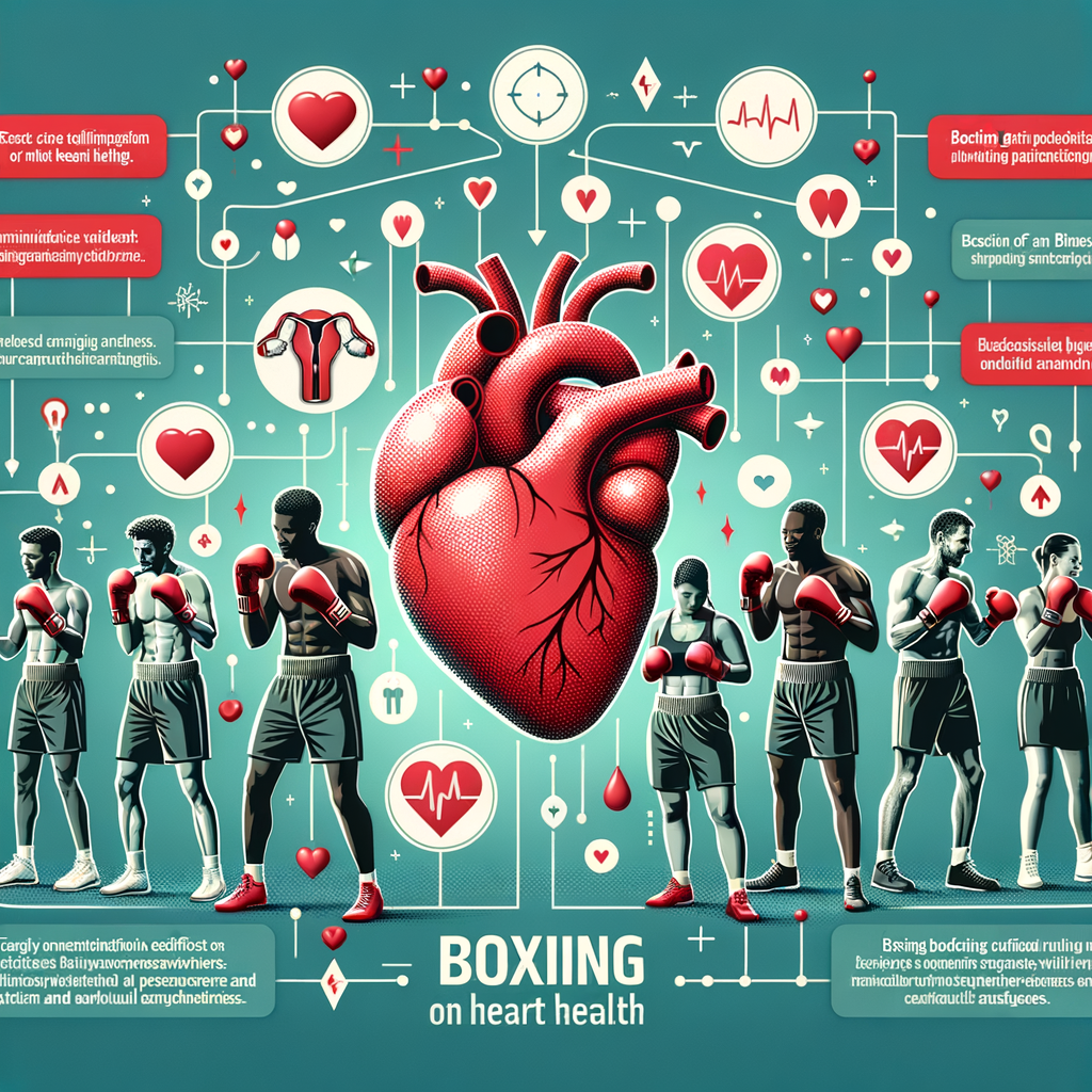 Infographic showing the cardiovascular benefits of boxing, debunking boxing myths, and highlighting facts about boxing's impact on heart health.