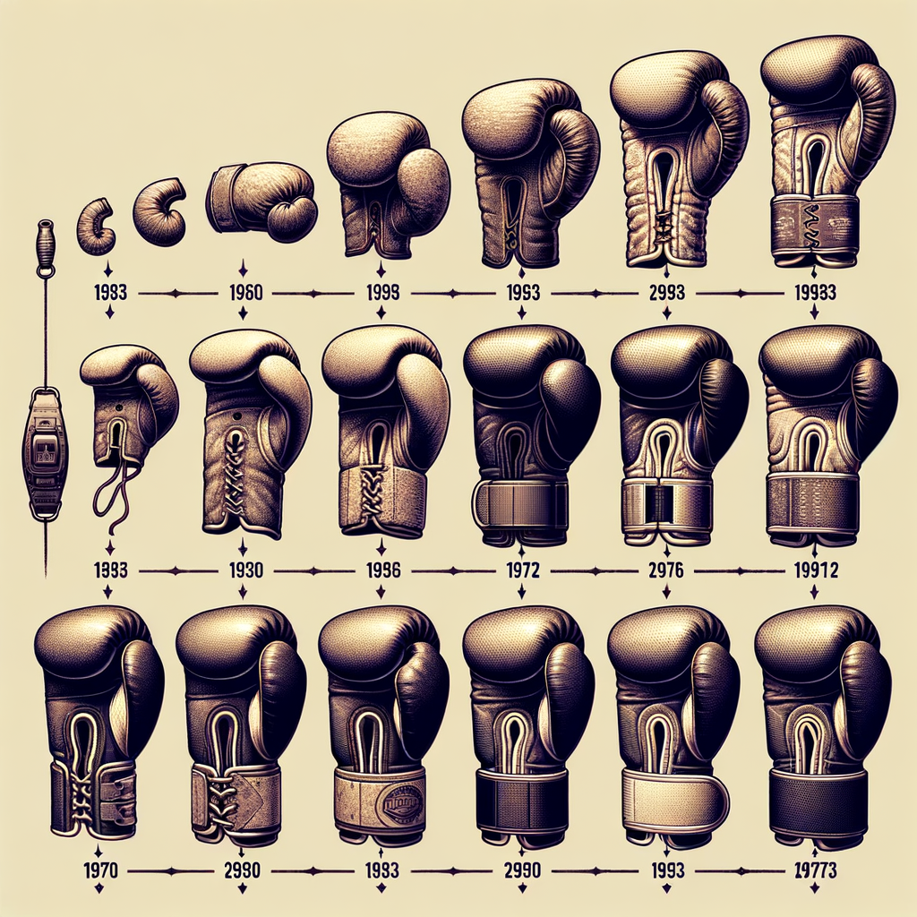Timeline illustrating the boxing gloves history from ancient boxing gloves to modern boxing gloves innovations, showcasing the evolution of boxing equipment and progression of boxing gloves.