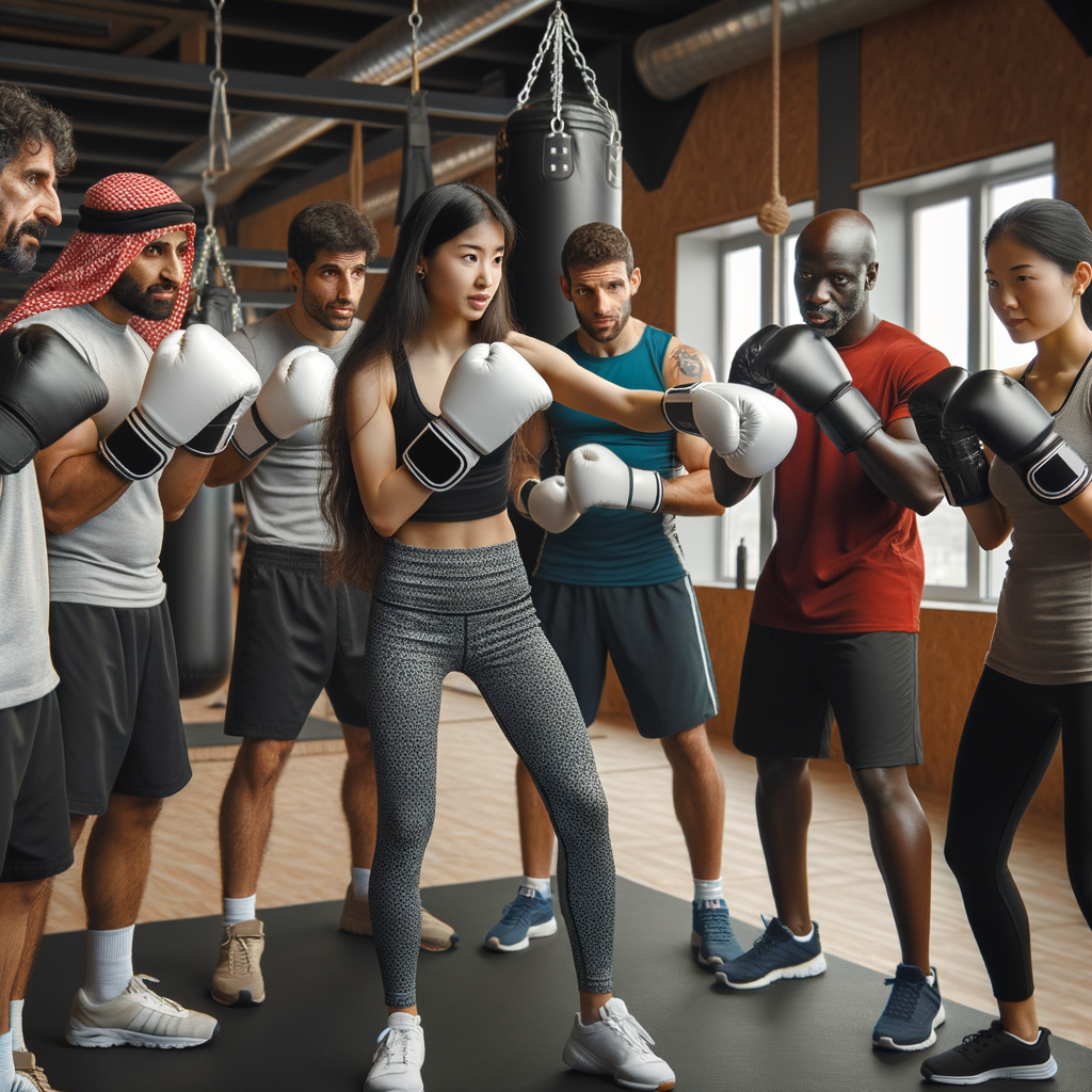 Professional boxing coach demonstrating beginner boxing techniques in a gym, showcasing boxing training for beginners with step-by-step instructions and basic punches.
